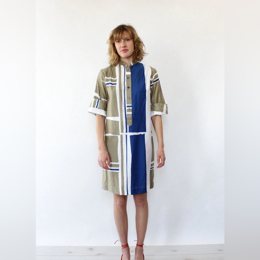 Catherine Ogust Graphic Olive Dress
